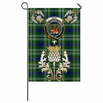 Mow Tartan Garden Flag with Golden Regal Scottish Thistle Emblem