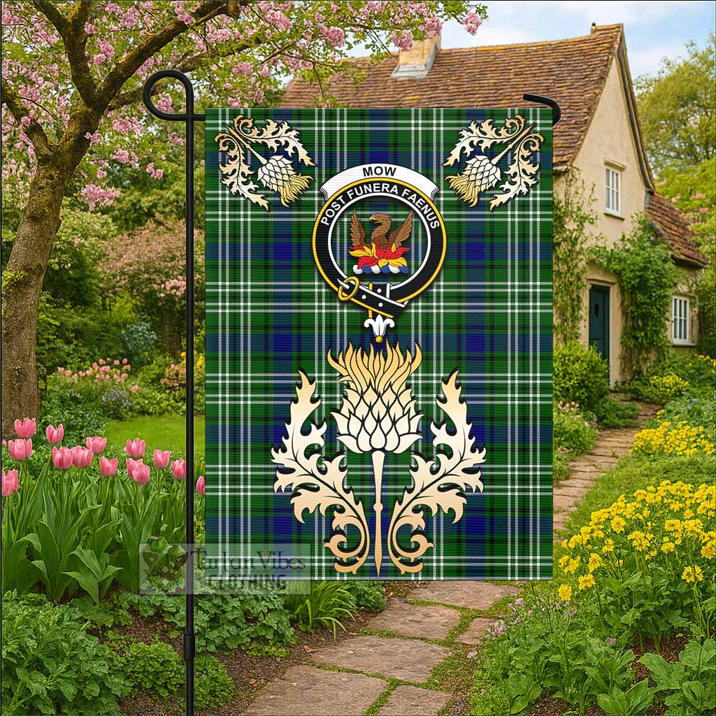 Mow Tartan Garden Flag with Golden Regal Scottish Thistle Emblem - Tartan Vibes Clothing