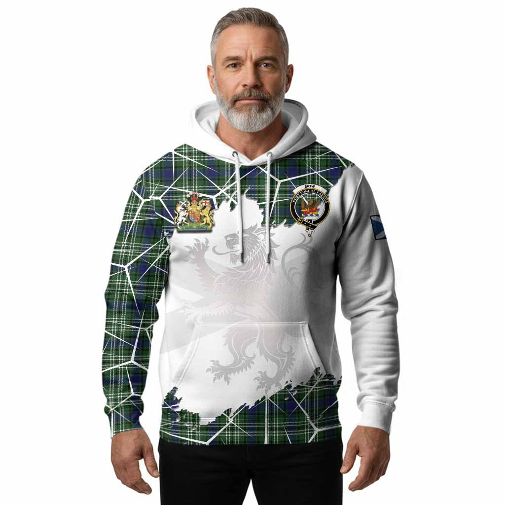 Mow Tartan Hoodie with Family Crest and Lion Rampant Grunge Style