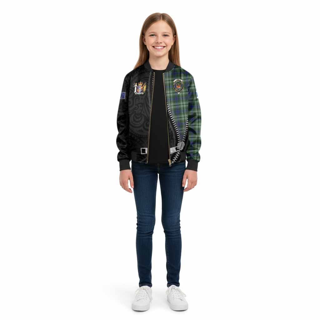 Mow Tartan Kid Bomber Jacket New Zealand Pattern Unique Zipper Stylized