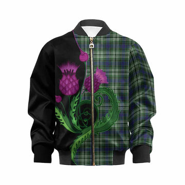 Mow Tartan Kid Bomber Jacket Traditional Scottish Thistle