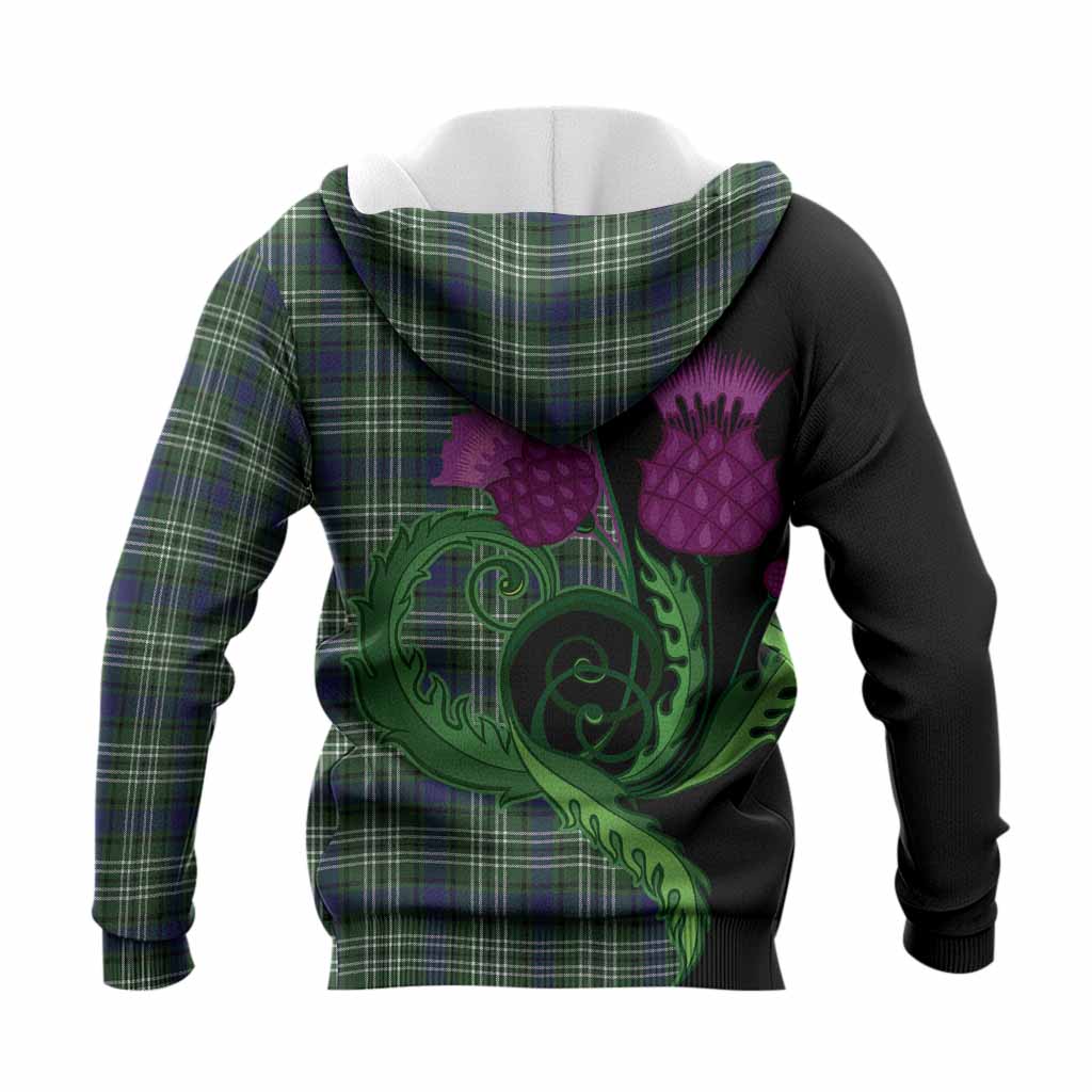 Mow Tartan Knitted Hoodie Traditional Scottish Thistle