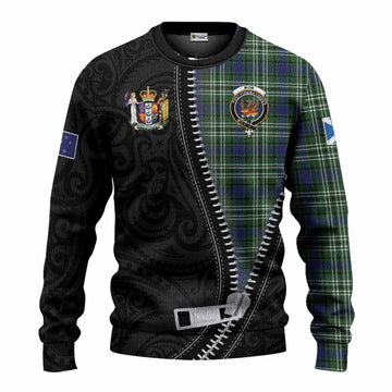Mow Tartan Knitted Sweater New Zealand Pattern Unique Zipper Stylized