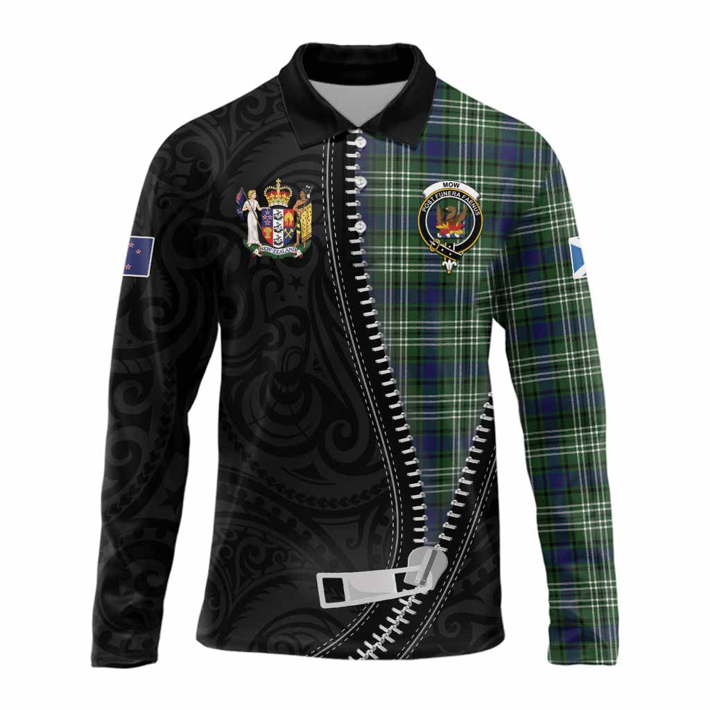 Mow Tartan Long Sleeve Polo Shirt New Zealand Pattern Unique Zipper Stylized