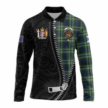 Mow Tartan Long Sleeve Polo Shirt New Zealand Pattern Unique Zipper Stylized