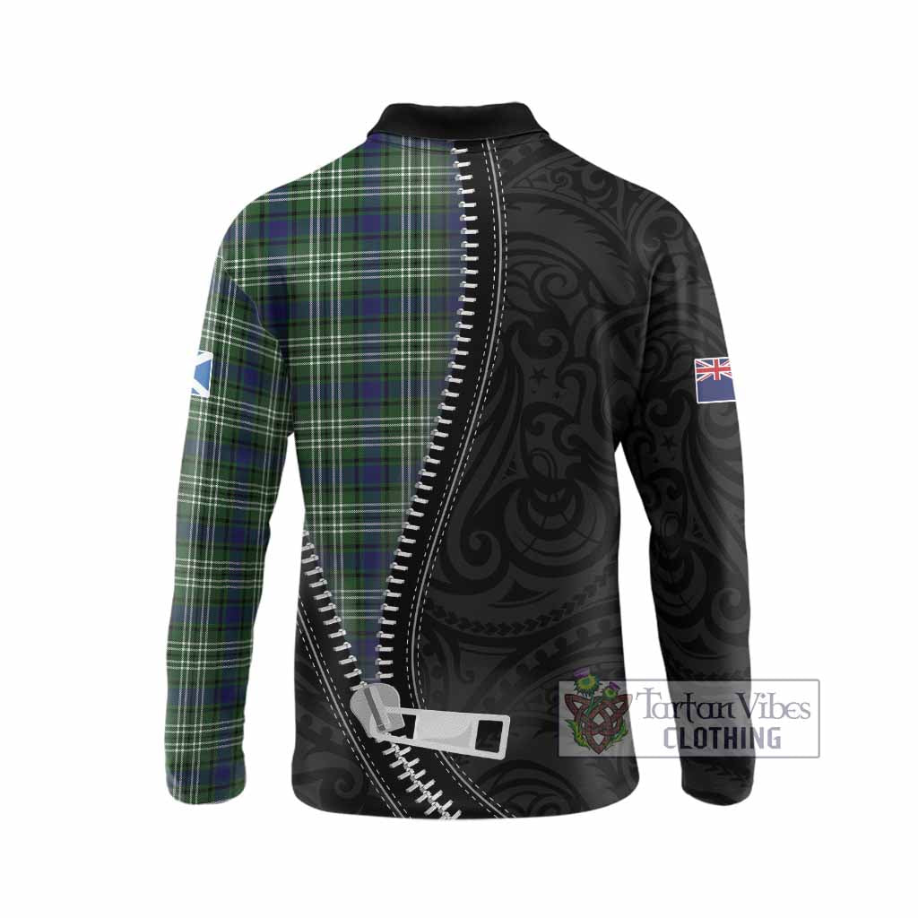 Mow Tartan Long Sleeve Polo Shirt New Zealand Pattern Unique Zipper Stylized
