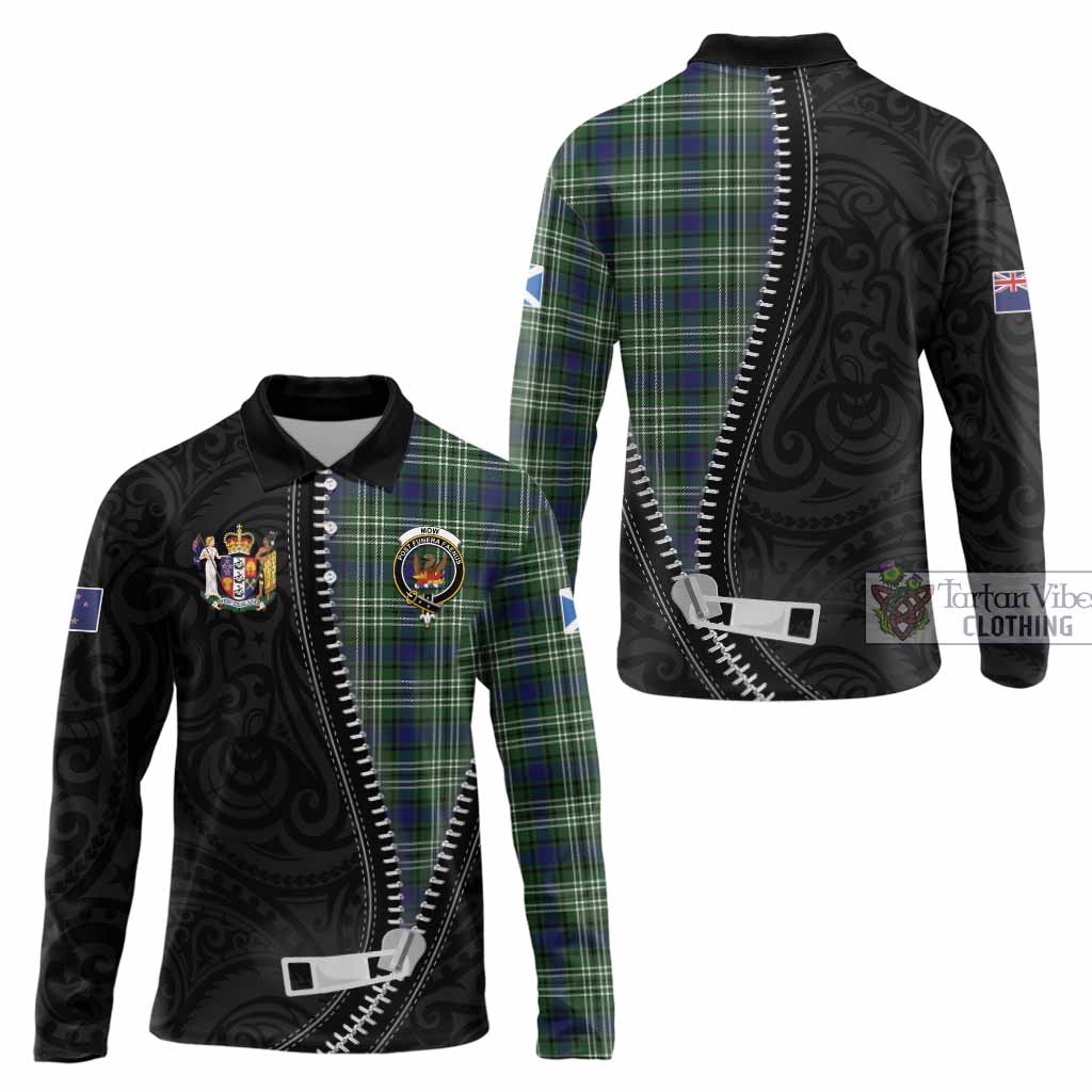 Mow Tartan Long Sleeve Polo Shirt New Zealand Pattern Unique Zipper Stylized