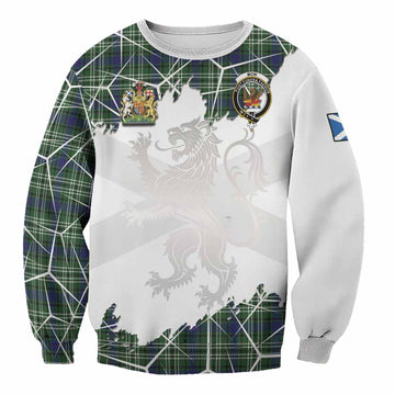 Mow Tartan Sweatshirt with Family Crest and Lion Rampant Grunge Style