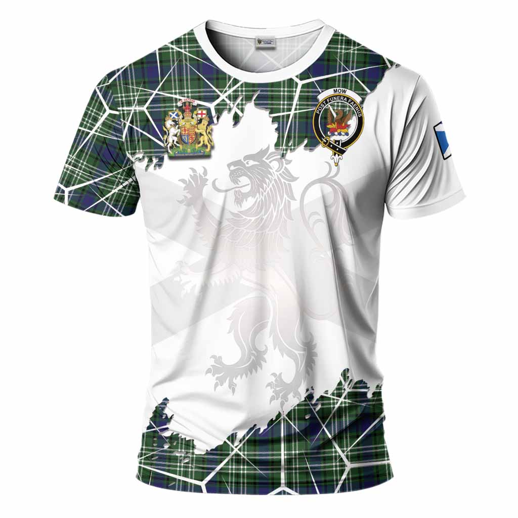 Mow Tartan T-Shirt with Family Crest and Lion Rampant Grunge Style