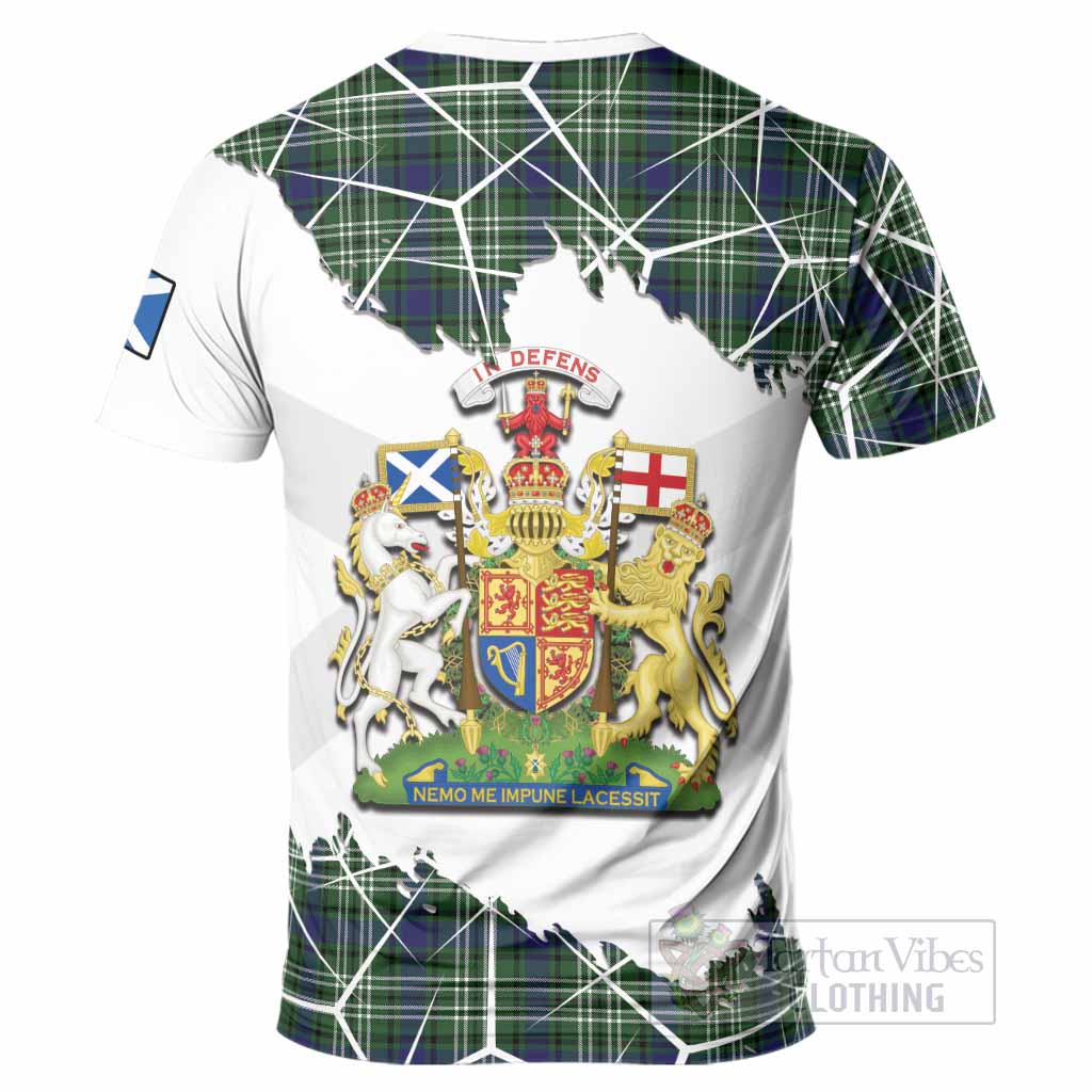 Mow Tartan T-Shirt with Family Crest and Lion Rampant Grunge Style
