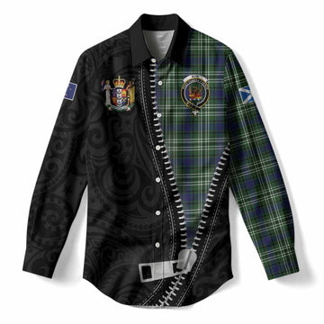 Mow Tartan Women Casual Shirt New Zealand Pattern Unique Zipper Stylized