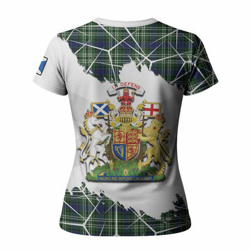 Mow Tartan Women T shirt with Family Crest and Lion Rampant Grunge Style