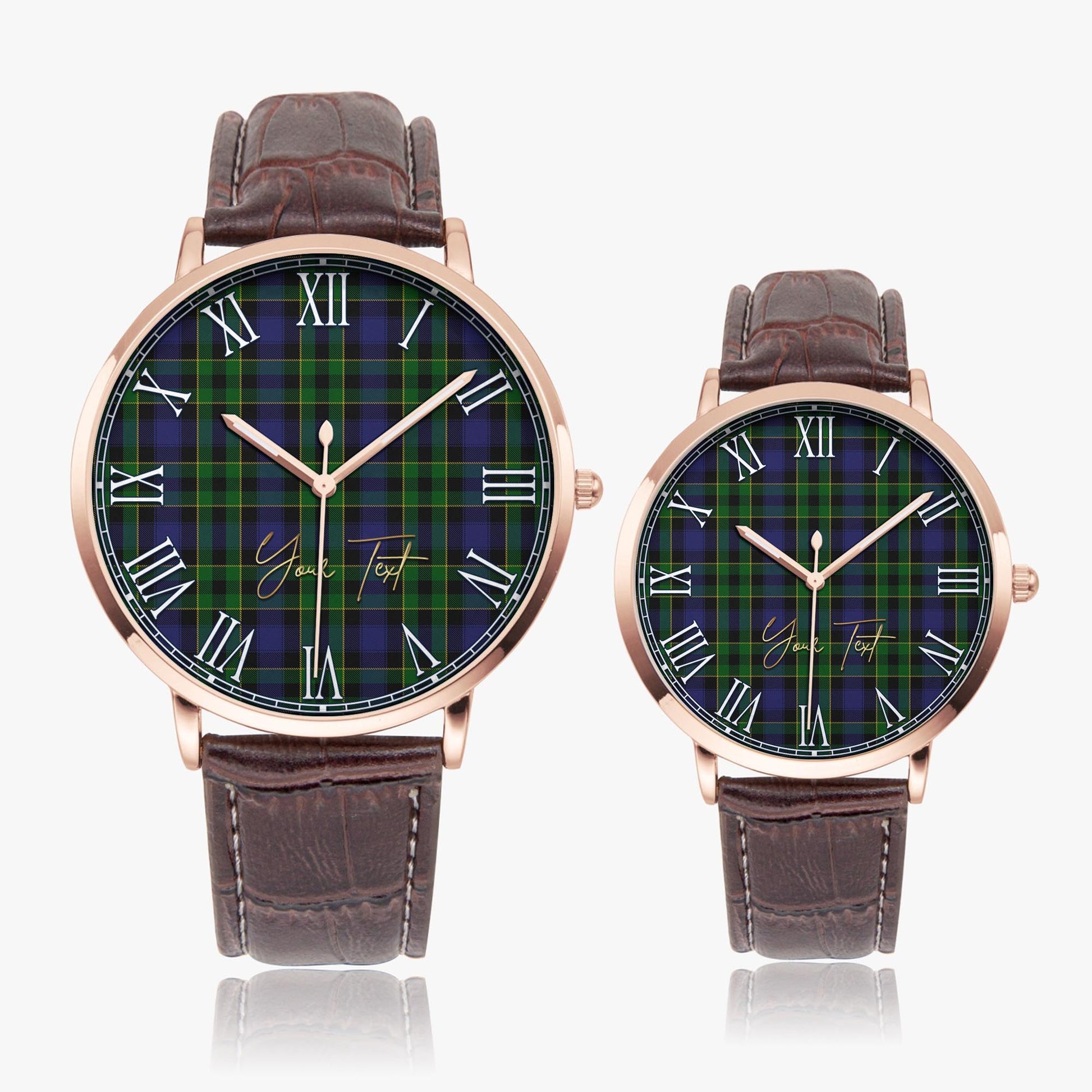 Mowat Tartan Personalized Your Text Leather Trap Quartz Watch - Tartan Vibes Clothing