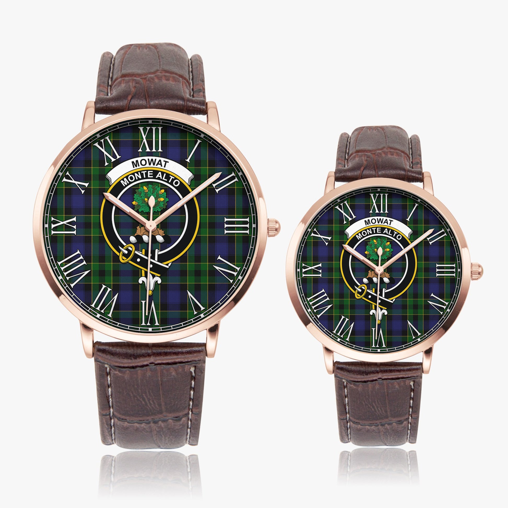 Mowat Tartan Family Crest Leather Strap Quartz Watch - Tartan Vibes Clothing