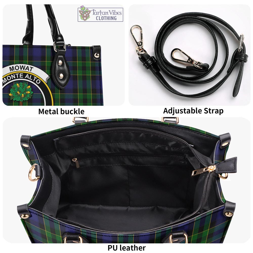 Mowat Tartan Luxury Leather Handbags with Family Crest - Tartan Vibes Clothing