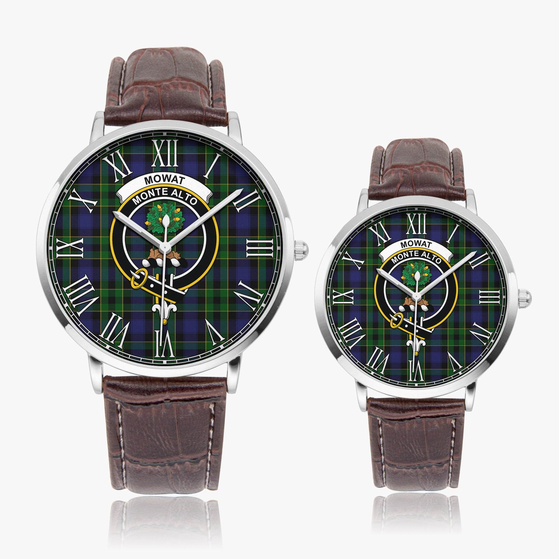 Mowat Tartan Family Crest Leather Strap Quartz Watch - Tartan Vibes Clothing