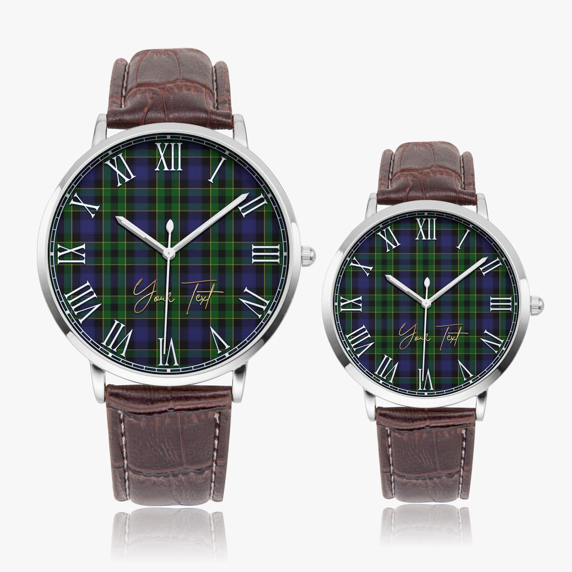 Mowat Tartan Personalized Your Text Leather Trap Quartz Watch - Tartan Vibes Clothing