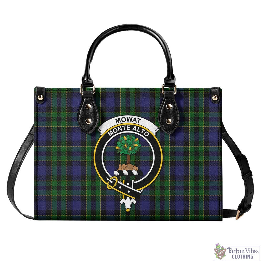 Mowat Tartan Luxury Leather Handbags with Family Crest - Tartan Vibes Clothing