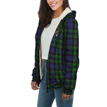 Mowat Tartan Sherpa Hoodie with Family Crest