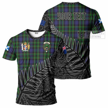 Mowat Crest Tartan T-Shirt with New Zealand Silver Fern Half Style Kid's Shirt - Tartan Vibes Clothing