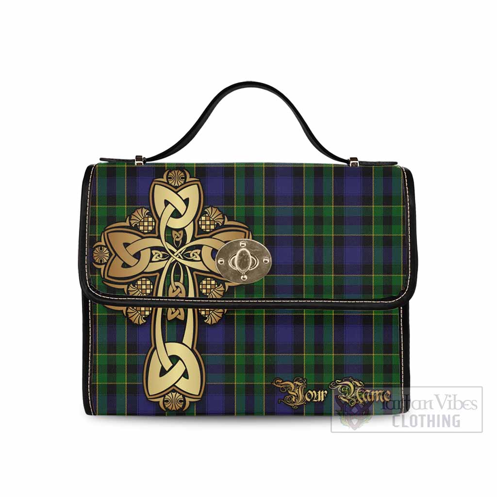 Tartan Vibes Clothing Mowat Tartan Waterproof Canvas Bag Golden Thistle Celtic Cross Style