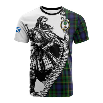 Mowat Tartan Clan Crest Cotton T-shirt with Highlander Warrior Celtic Style Kid's Shirt - Tartan Vibes Clothing