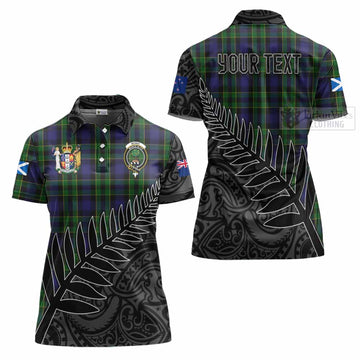 Mowat Crest Tartan Women's Polo Shirt with New Zealand Silver Fern Half Style Women - Tartan Vibes Clothing