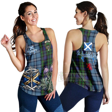 Mowat Tartan Women's Racerback Tanks Happy St. Andrew's Day Half Tartan Style 4XL - Tartan Vibes Clothing