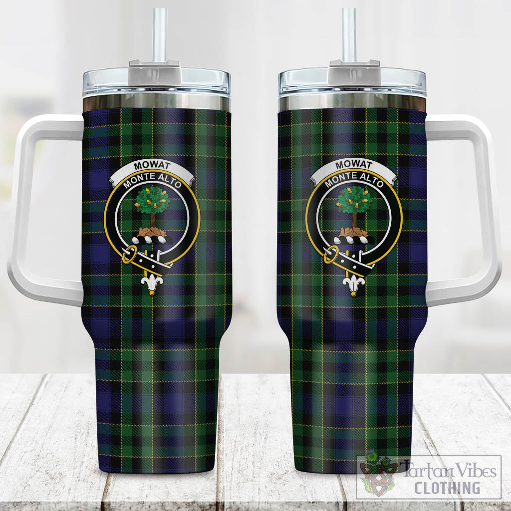 Mowat Tartan Tumbler with Handle with Family Crest One Size 40 OZ - Tartan Vibes Clothing