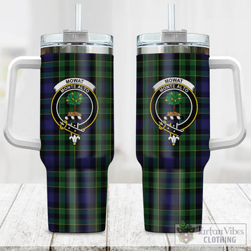 Mowat Tartan Tumbler with Handle with Family Crest One Size 40 OZ - Tartan Vibes Clothing