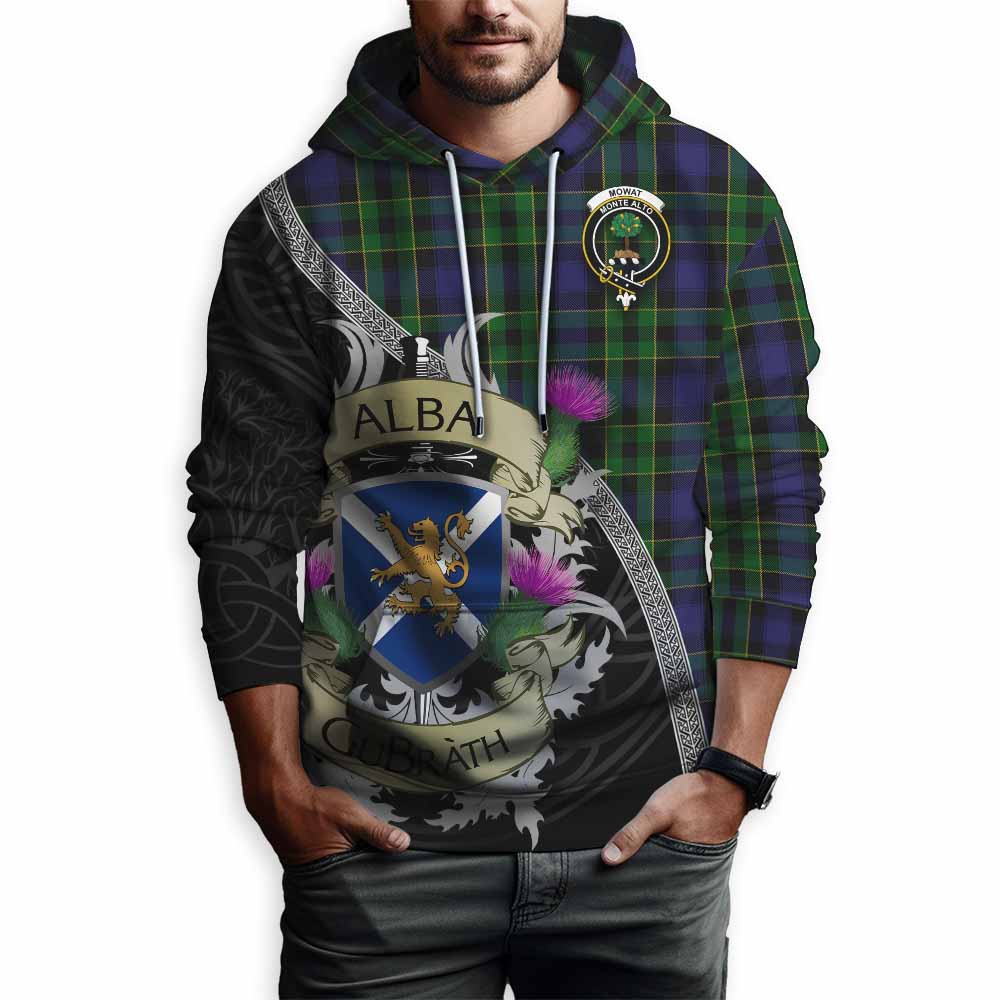 Mowat Tartan Family Crest Hoodie Lion Rampant Royal Thistle Shield Celtic Inspired Pullover Hoodie - Tartan Vibes Clothing