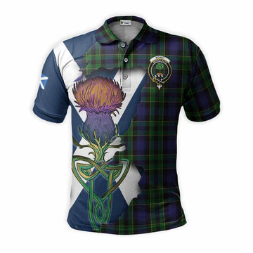 Tartan Vibes Clothing Mowat Tartan Family Crest Polo Shirt Scottish Thistle Celtic Inspired