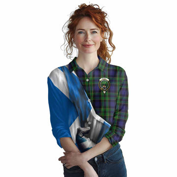 Mowat Tartan Women's Casual Shirt with Family Crest Scotland Patriotic Style Female - Tartan Vibes Clothing