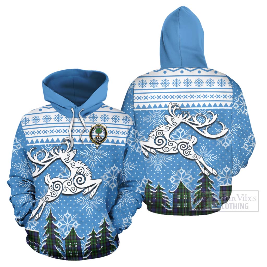 Mowat Clan Christmas Hoodie Celtic Reindeer Style Zip Hoodie - Tartan Vibes Clothing