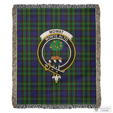 Mowat Tartan Woven Blanket with Family Crest