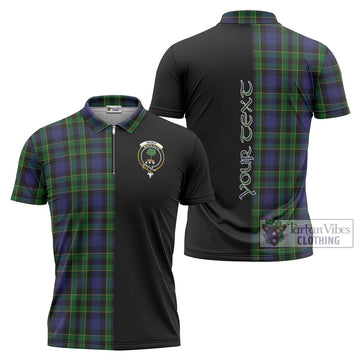 Mowat Tartan Zipper Polo Shirt with Family Crest and Half Of Me Style Unisex - Tartan Vibes Clothing