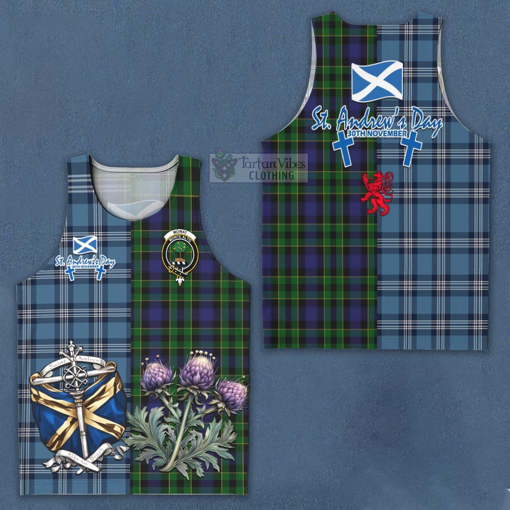 Mowat Tartan Men's Tank Top Happy St. Andrew's Day Half Tartan Style Men - Tartan Vibes Clothing