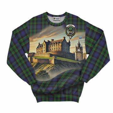 Mowat Tartan Family Crest Sweatshirt with Scottish Ancient Castle Style Unisex - Tartan Vibes Clothing