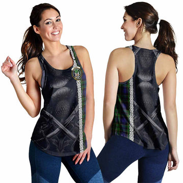Mowat Tartan Women's Racerback Tanks with Family Crest Cross Sword Thistle Celtic Vibes 4XL - Tartan Vibes Clothing