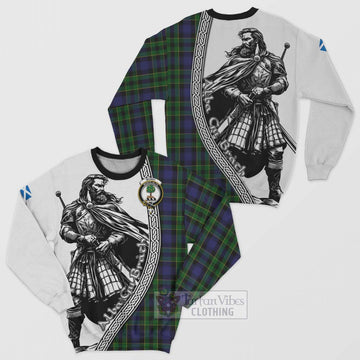 Mowat Tartan Clan Crest Sweatshirt with Highlander Warrior Celtic Style Unisex - Tartan Vibes Clothing