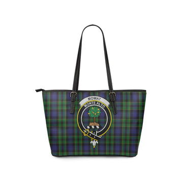 Mowat Tartan Leather Tote Bag with Family Crest