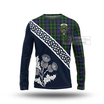 Mowat Tartan Long Sleeve T-Shirt Featuring Thistle and Scotland Map Unisex - Tartan Vibes Clothing