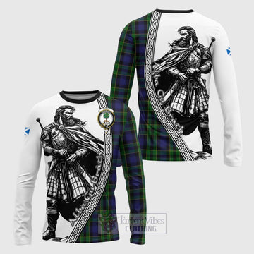 Mowat Tartan Clan Crest Long Sleeve T-Shirt with Highlander Warrior Celtic Style Unisex - Tartan Vibes Clothing