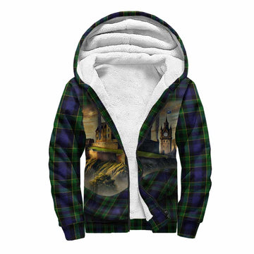 Mowat Tartan Family Crest Sherpa Hoodie with Scottish Ancient Castle Style Unisex S - Tartan Vibes Clothing