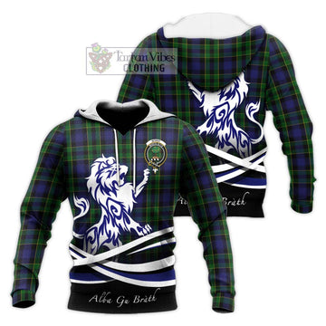 Mowat Tartan Knitted Hoodie with Alba Gu Brath Regal Lion Emblem Unisex Knitted Pullover Hoodie - Tartan Vibes Clothing