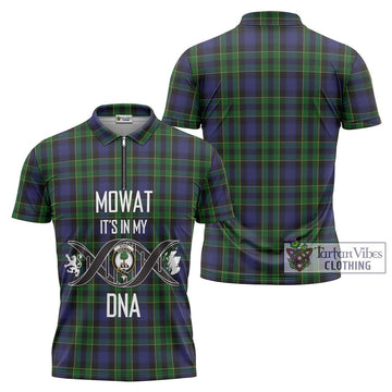 Mowat Tartan Zipper Polo Shirt with Family Crest DNA In Me Style Unisex - Tartan Vibes Clothing