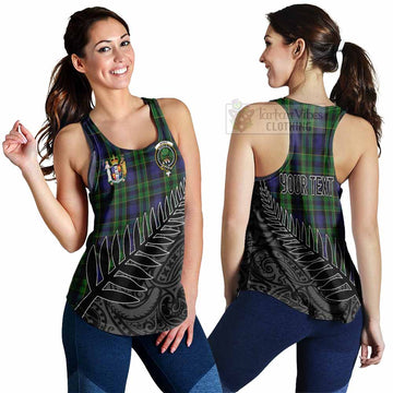 Mowat Crest Tartan Women's Racerback Tanks with New Zealand Silver Fern Half Style 4XL - Tartan Vibes Clothing