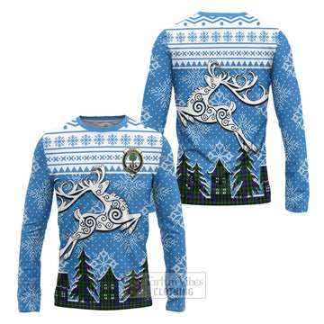 Mowat Clan Christmas Long Sleeve T-Shirt Celtic Reindeer Style Unisex - Tartan Vibes Clothing