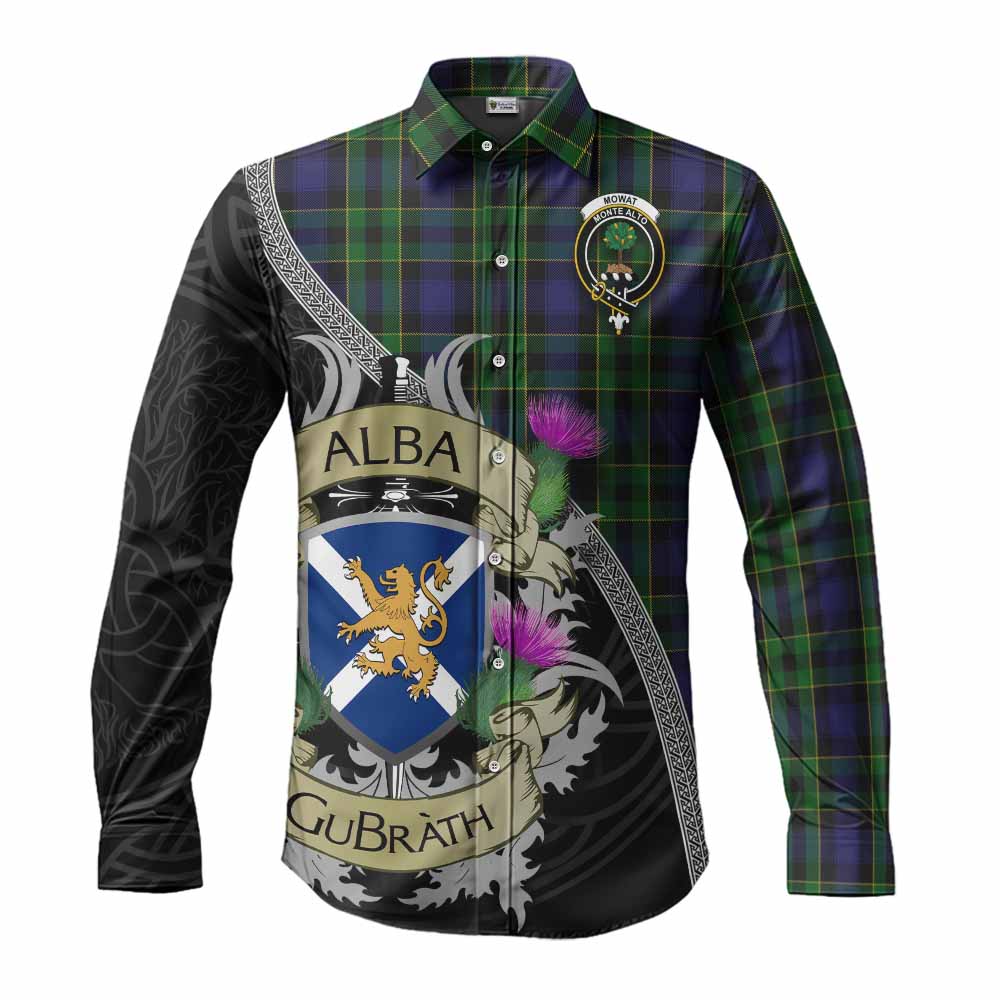 Mowat Tartan Family Crest Long Sleeve Button Shirt Lion Rampant Royal Thistle Shield Celtic Inspired Men's Shirt S - Tartan Vibes Clothing