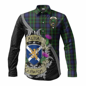 Mowat Tartan Family Crest Long Sleeve Button Shirt Lion Rampant Royal Thistle Shield Celtic Inspired Men's Shirt S - Tartan Vibes Clothing